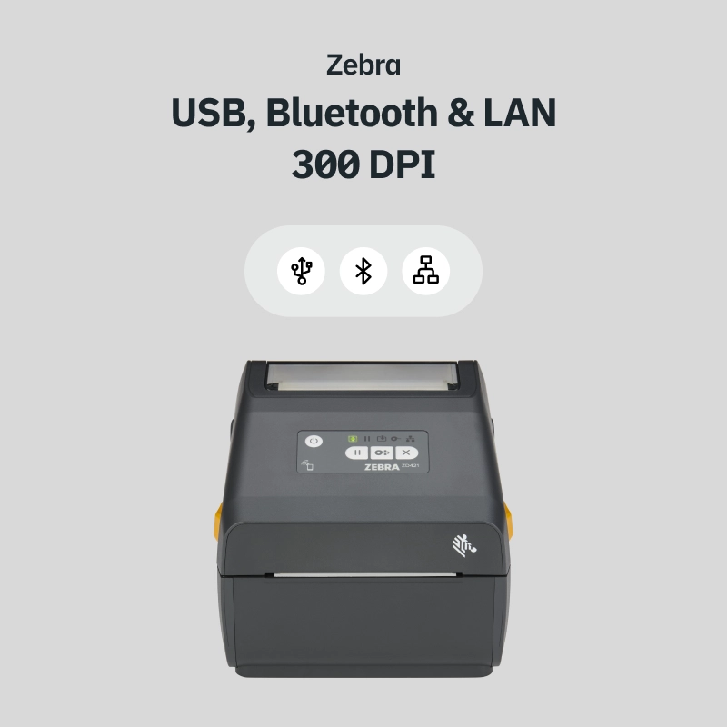 Zebra Zd421d Usb Etikettskrivare Bluetooth Lan 300 Dpi Kassahusetse 9769