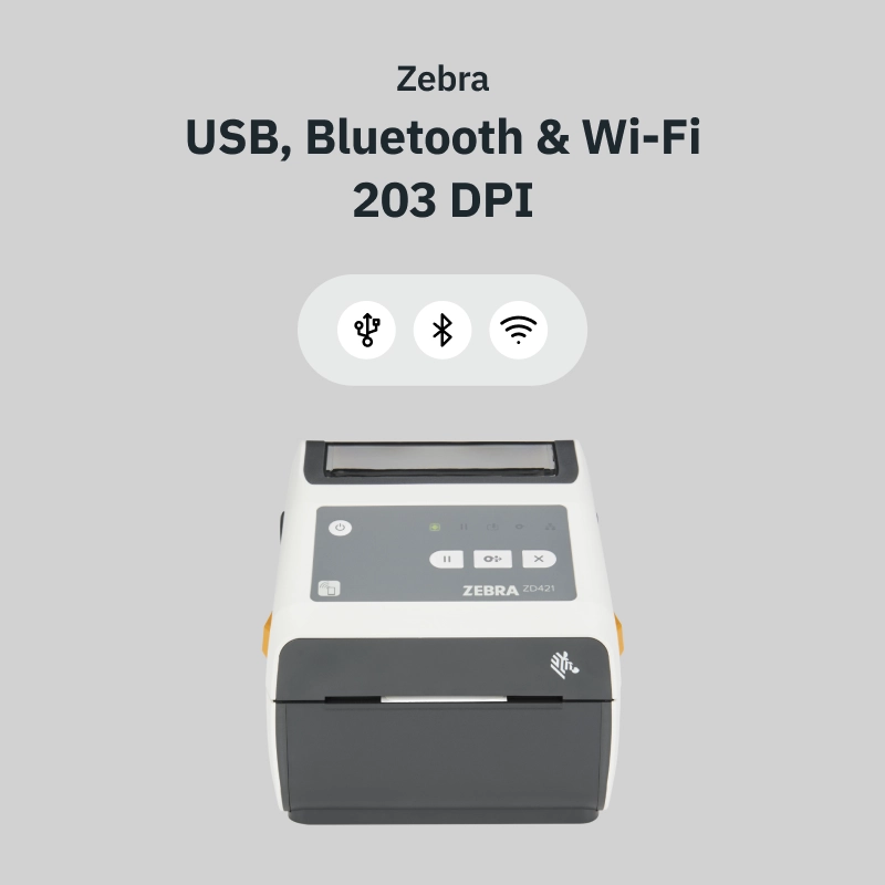 Zebra ZD421d Healthcare - Sjukvård - 203dpi - USB - Bluetooth - Wi-Fi